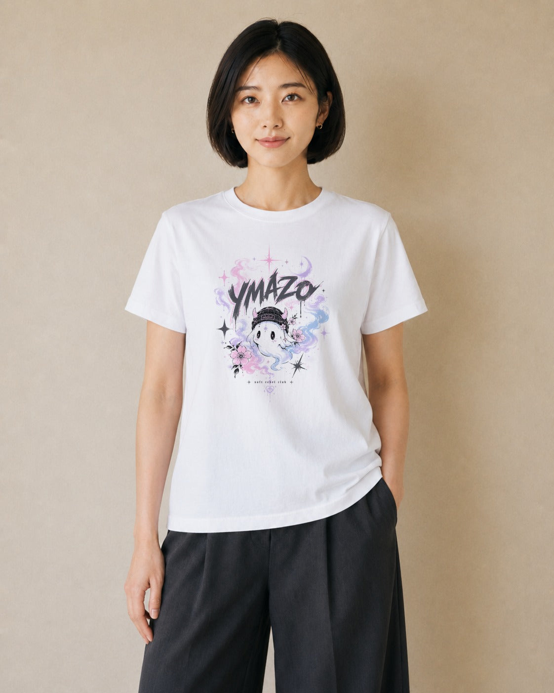 花の幻影|水彩 半袖Tシャツ レディース(大きめプリント 20×25cm)