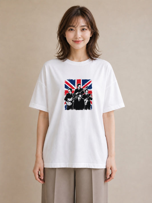 【受注生産】YMAZO Tシャツ レディース 半袖 ビッグT イラスト アート デザイン 白T 綿100% ホワイト M L くすみカラー 大人可愛い 水彩 リンクコーデ デート プレゼント 父の日 2026新作|YMAZO art(スタン