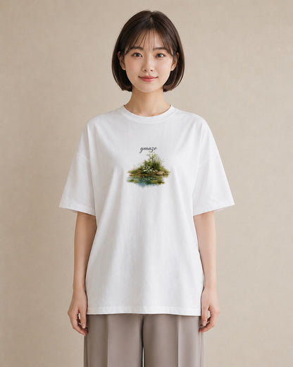 デザインTシャツ レディース 桟橋 水辺 波止場 ナチュラル アンティーク イラスト 淡色 敬老の日 ホワイトデー 白T