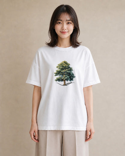 グラフィックTシャツ レディース 木 植物 ボタニカル イラスト きれいめカジュアル ホワイトデー 春服 白T