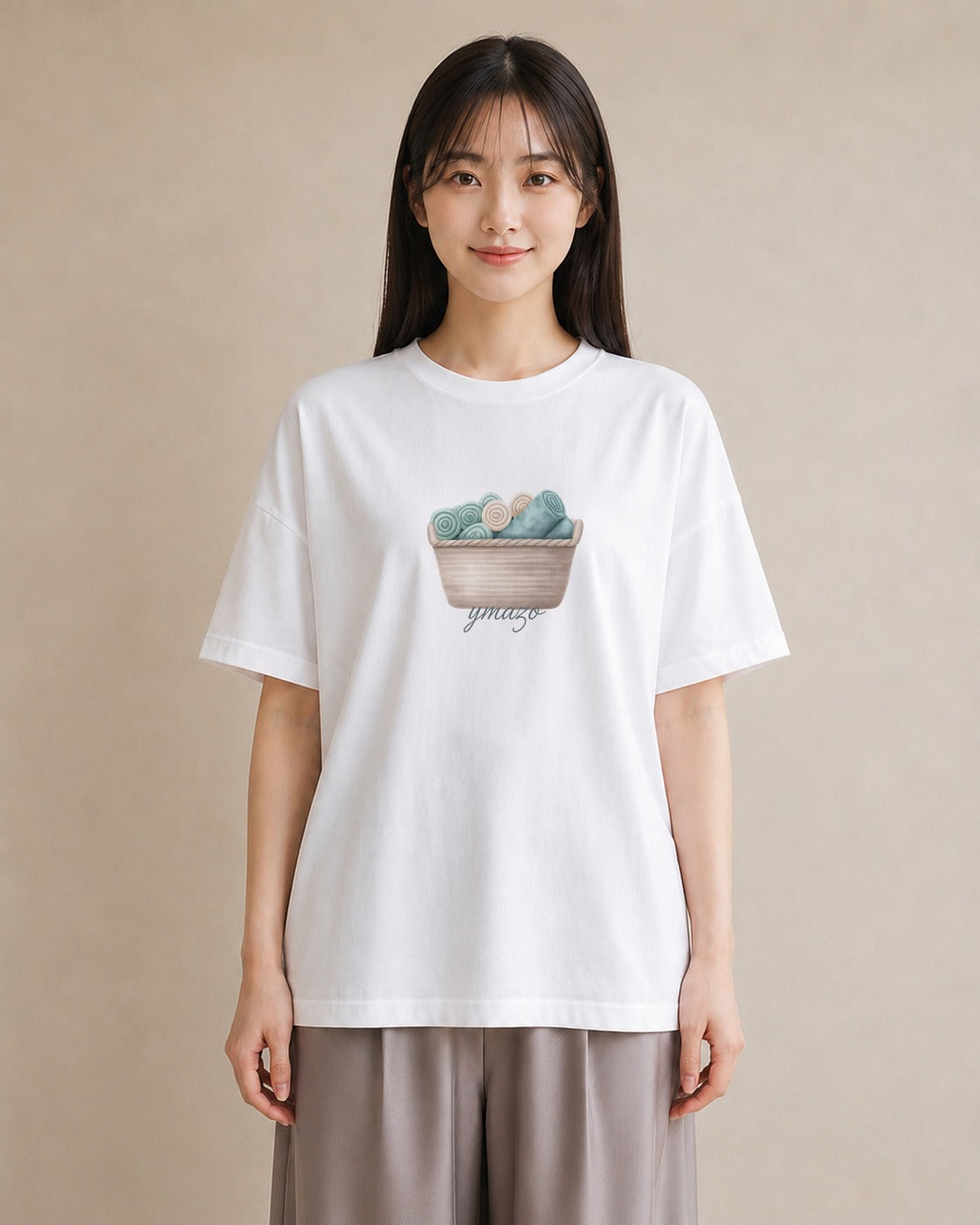 Tシャツ レディース 自転車のかご 自転車 花かご ナチュラル アンティーク イラスト 個性的 週末コーデ 敬老の日 白T