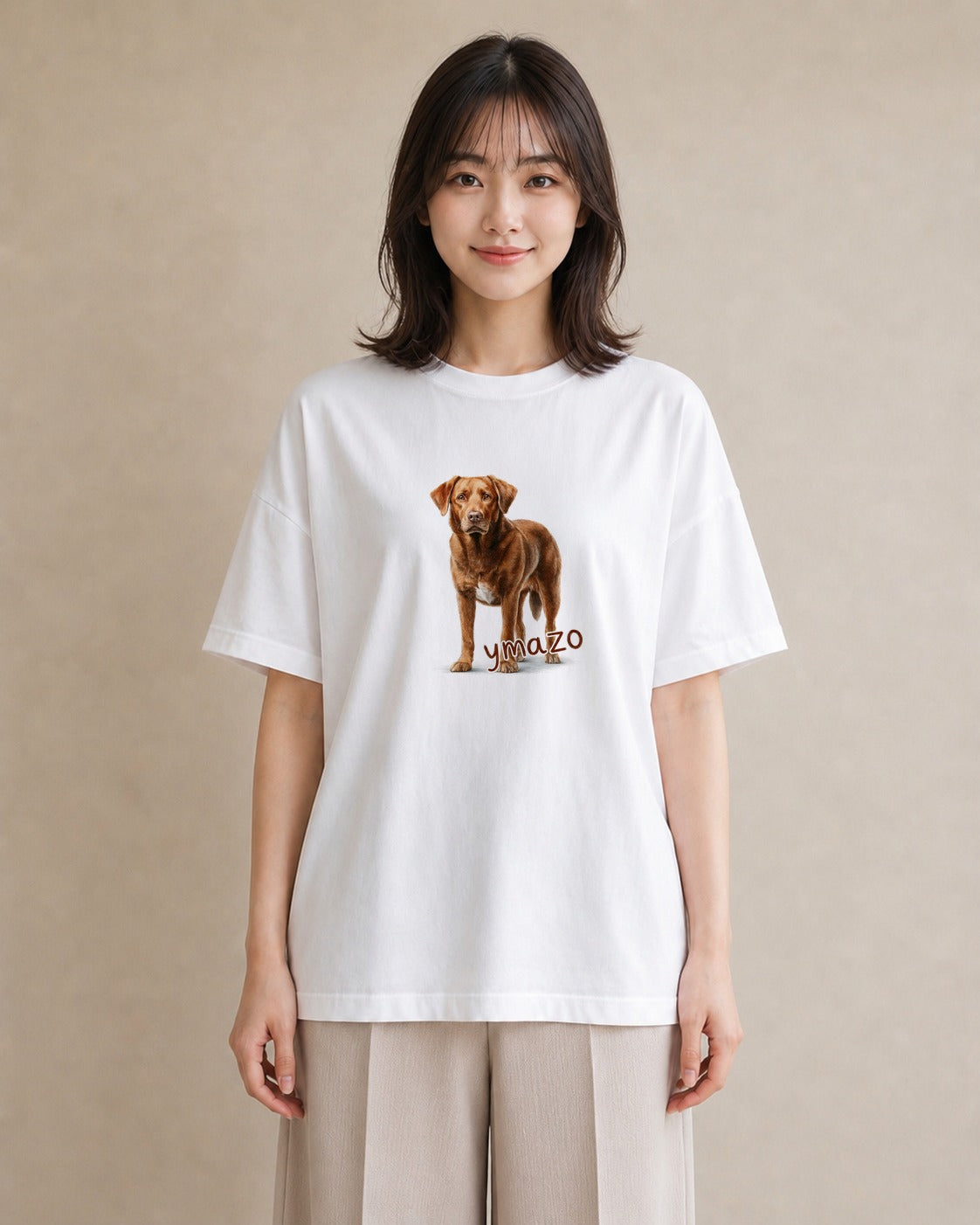 グラフィックTシャツ レディース ラブラドールレトリバー 犬 いぬ イラスト ニュアンス 送別ギフト 通勤 白T
