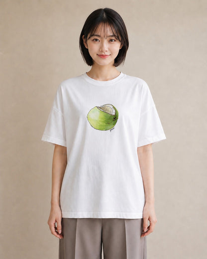 プリントTシャツ レディース 紙風船 和紙 ナチュラル アンティーク イラスト ラフカジュアル ペアコーデ 秋コーデ 白T