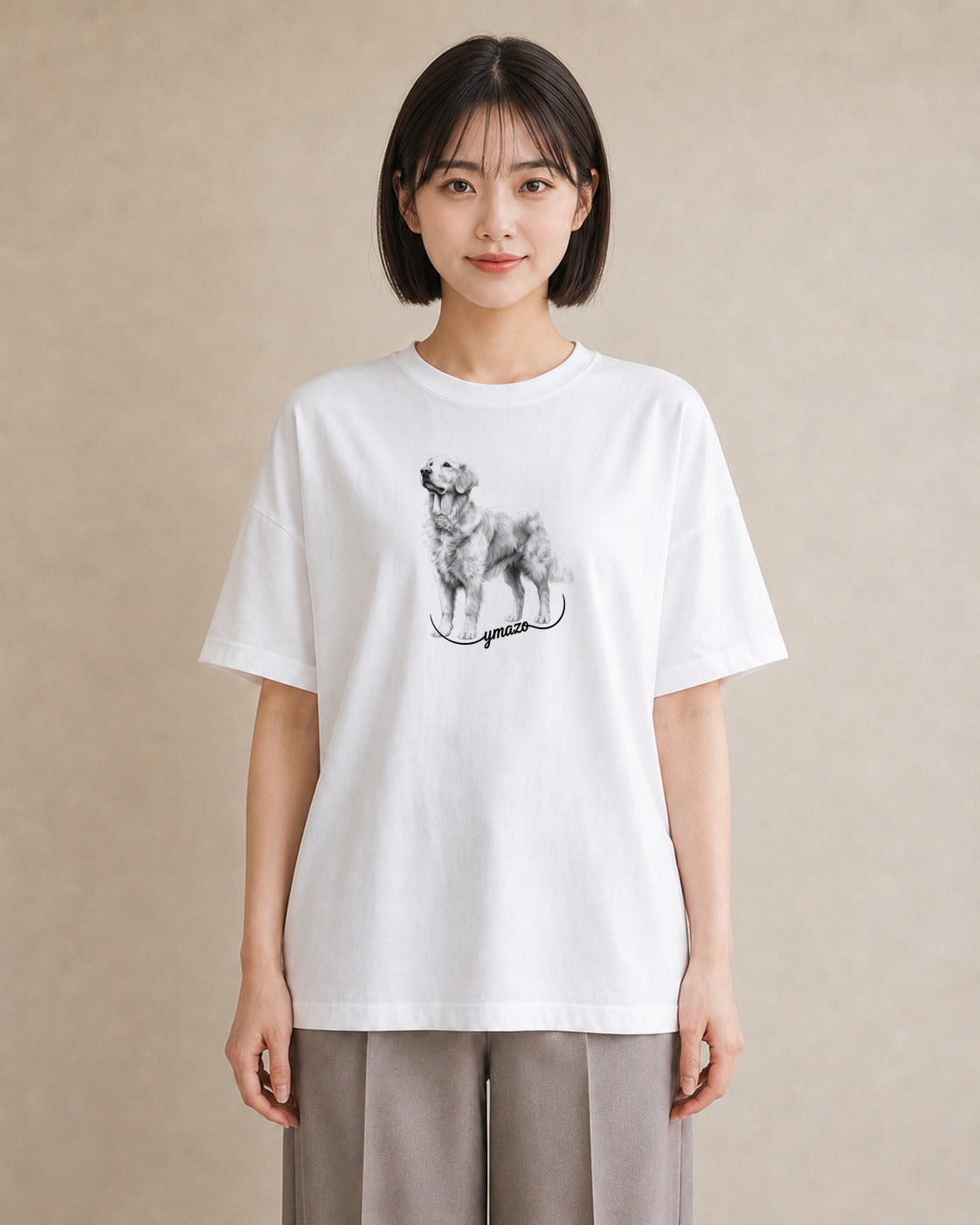 Tシャツ レディース ゴールデンレトリバー ゴールデン 犬 いぬ イラスト きれいめ 母の日 ビーチ 白T