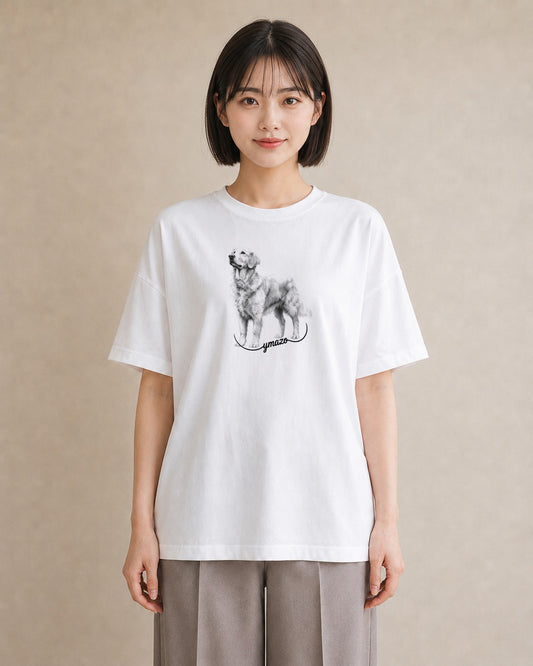 Tシャツ レディース ゴールデンレトリバー ゴールデン 犬 いぬ イラスト きれいめ 母の日 ビーチ 白T