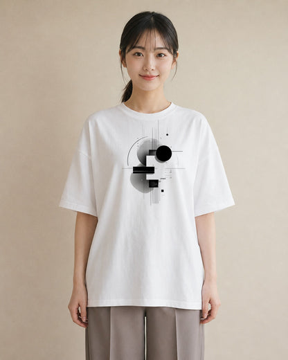 デザインTシャツ レディース 幾何学 ミニマル ジオメトリック イラスト カジュアル 女性向けギフト 散歩 白T