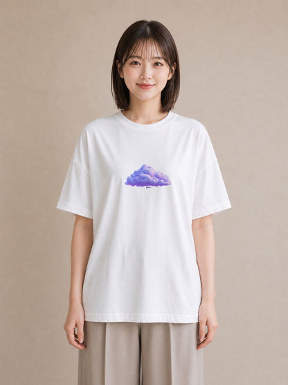 半袖Tシャツ レディース わたあめ 食べ物 フード イラスト 北欧風 ラフ レイヤード 白T