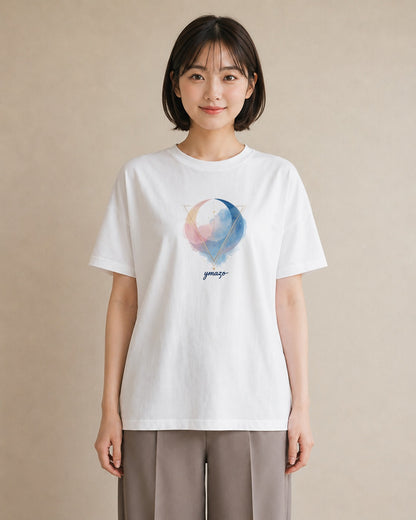 プリントTシャツ レディース 山羊座 星空 宇宙 イラスト 抜け感 ママ カフェ服 白T