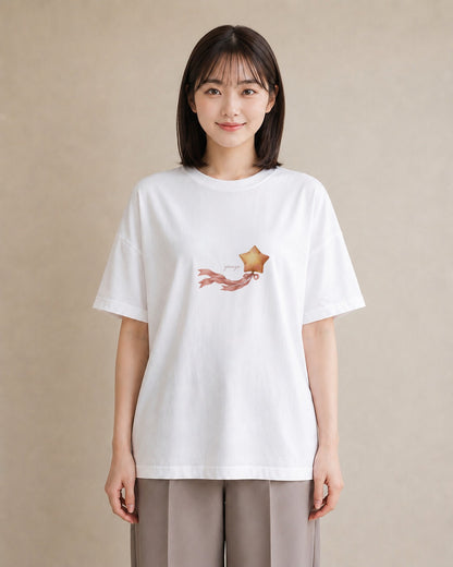 Tシャツ レディース 流れ星 星空 宇宙 イラスト ゆるかわ お揃い 親子 白T