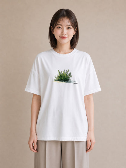 グラフィックTシャツ レディース 苔 植物 ボタニカル イラスト 旅行コーデ 秋コーデ おしゃれギフト 白T