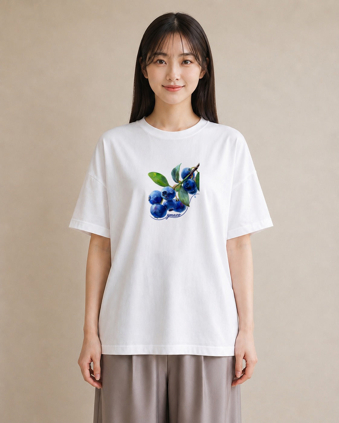 半袖Tシャツ レディース 木の実 植物 ボタニカル イラスト 手描き風 散歩 お出かけ 白T