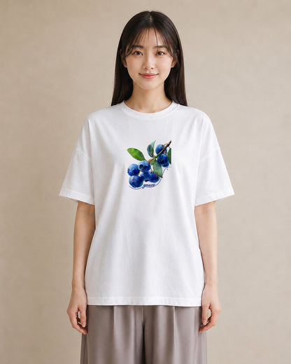 半袖Tシャツ レディース 木の実 植物 ボタニカル イラスト 手描き風 散歩 お出かけ 白T