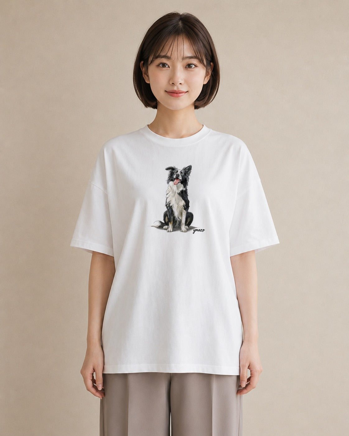 半袖Tシャツ レディース ミックス犬 犬 いぬ イラスト ナチュラル 海 カフェ巡り 白T