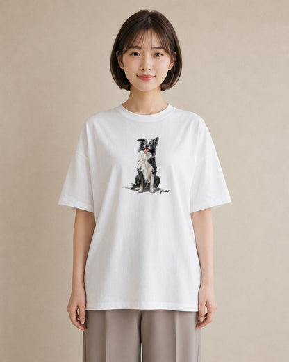 半袖Tシャツ レディース ミックス犬 犬 いぬ イラスト ナチュラル 海 カフェ巡り 白T