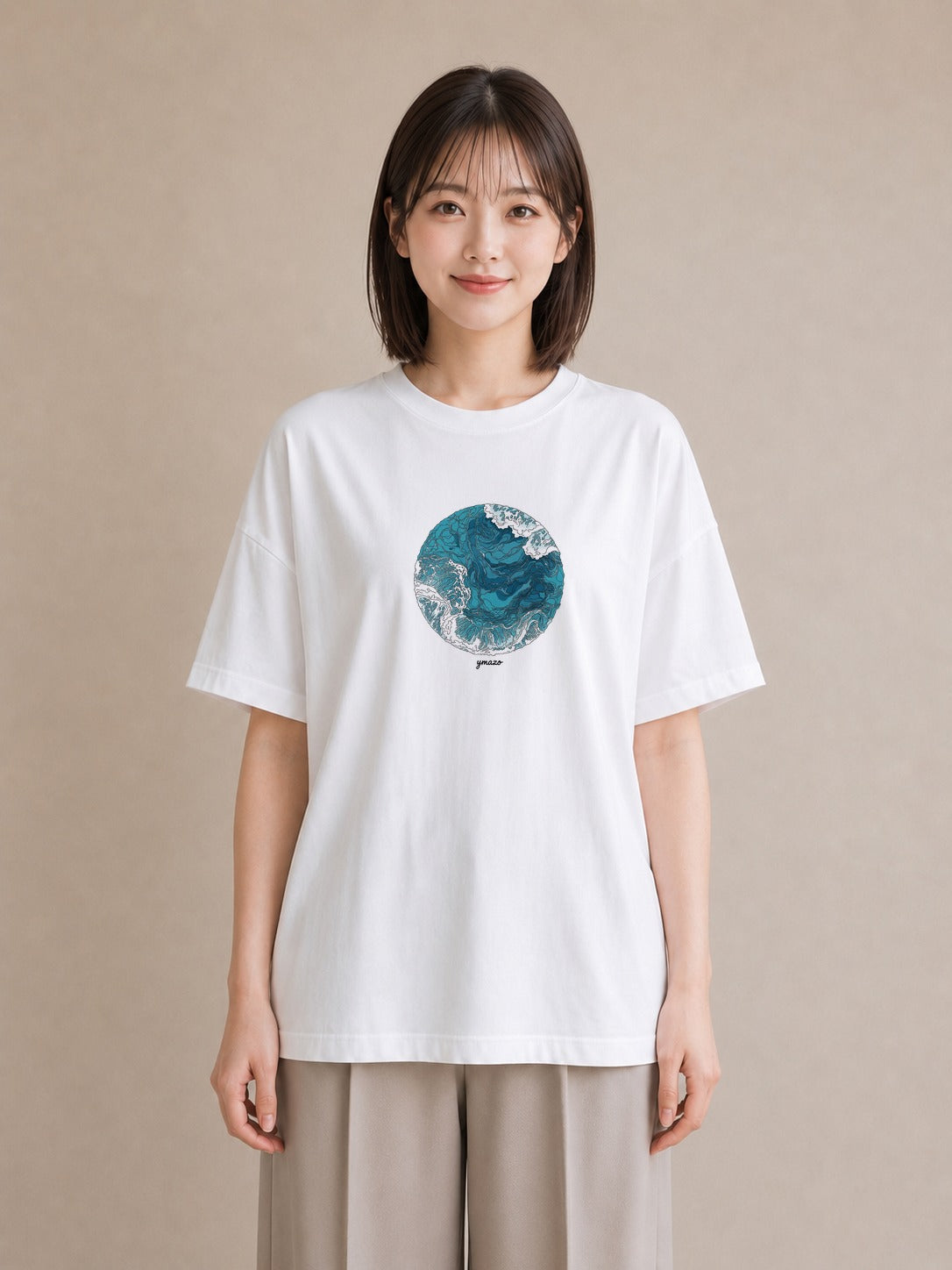 デザインTシャツ レディース 波 星空 宇宙 イラスト きれいめカジュアル 女性 旅行用 白T