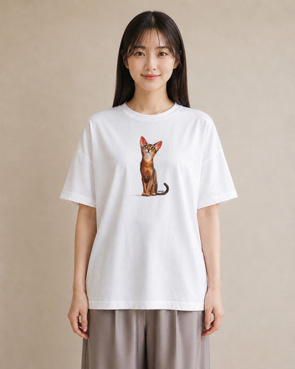 デザインTシャツ レディース シャム 猫 ねこ イラスト 上品 散歩 お出かけ 白T