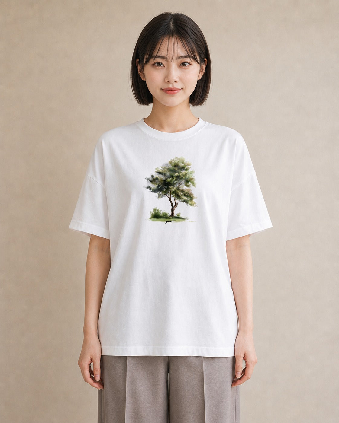 半袖Tシャツ レディース 青の水彩 風景 ブルー ナチュラル アンティーク イラスト シンプル 旅行 母娘コーデ 白T