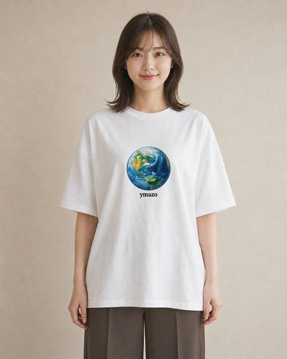 グラフィックTシャツ レディース 地球 星空 宇宙 イラスト ユニーク ビーチ デイリーウェア 白T