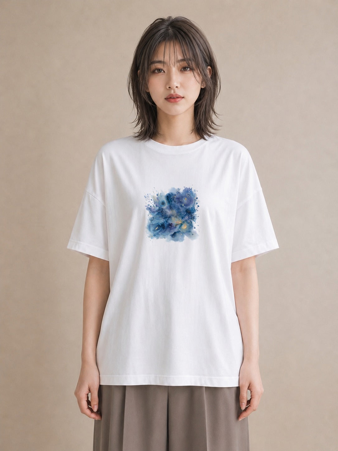 プリントTシャツ レディース 獅子座 星空 宇宙 イラスト ポップ カフェ巡り 女子会 白T