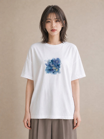 プリントTシャツ レディース 獅子座 星空 宇宙 イラスト ポップ カフェ巡り 女子会 白T