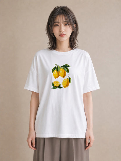 Tシャツ レディース レモン 檸檬 食べ物 フード イラスト 可愛い 帰省 ラフ 白T