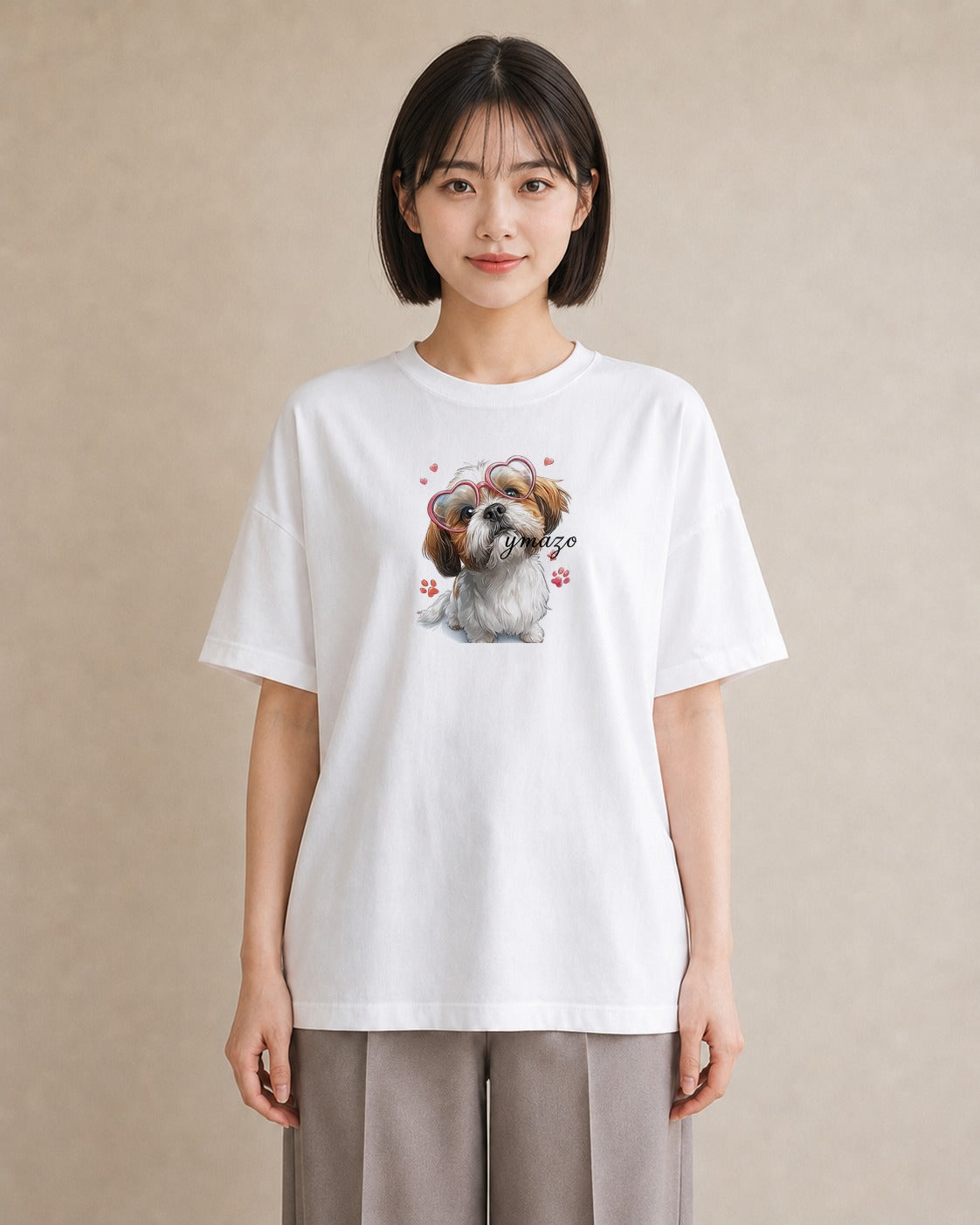 Tシャツ レディース ペキニーズ 犬 いぬ イラスト シンプル ルームウェア ギフト 白T