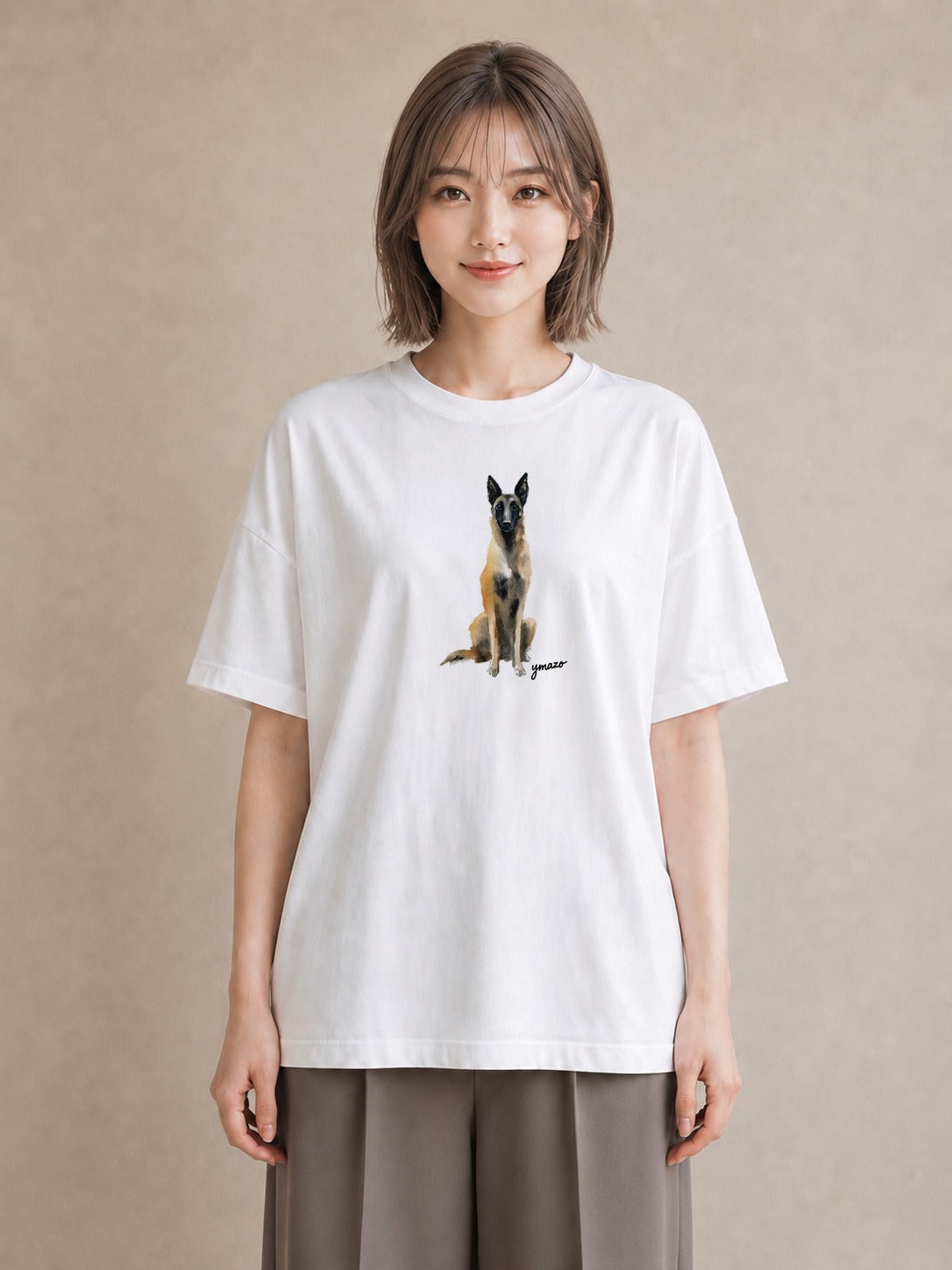 グラフィックTシャツ レディース ジャーマンシェパード 犬 いぬ イラスト 韓国風 姉妹 送別ギフト 白T