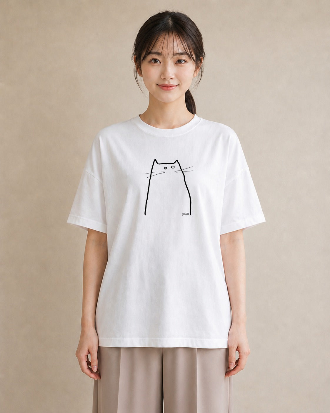プリントTシャツ レディース 猫 ねこ ネコ イラスト きれいめ 敬老の日 ホワイトデー 白T