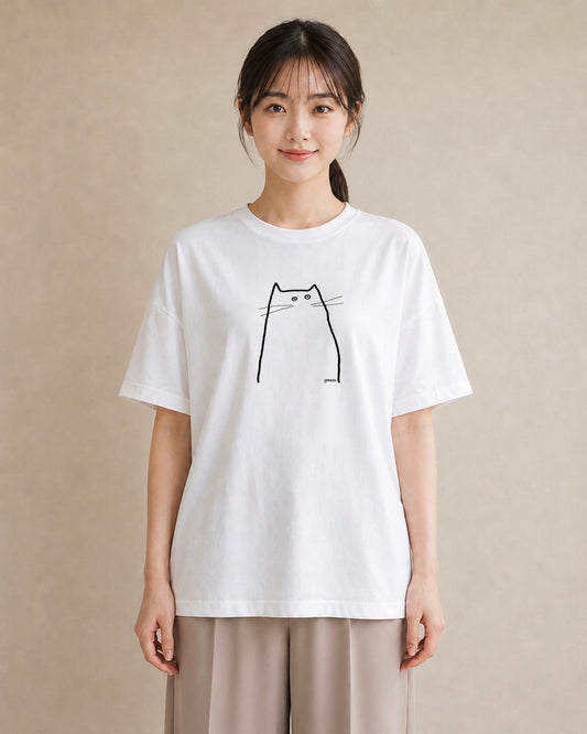 プリントTシャツ レディース 猫 ねこ ネコ イラスト きれいめ 敬老の日 ホワイトデー 白T