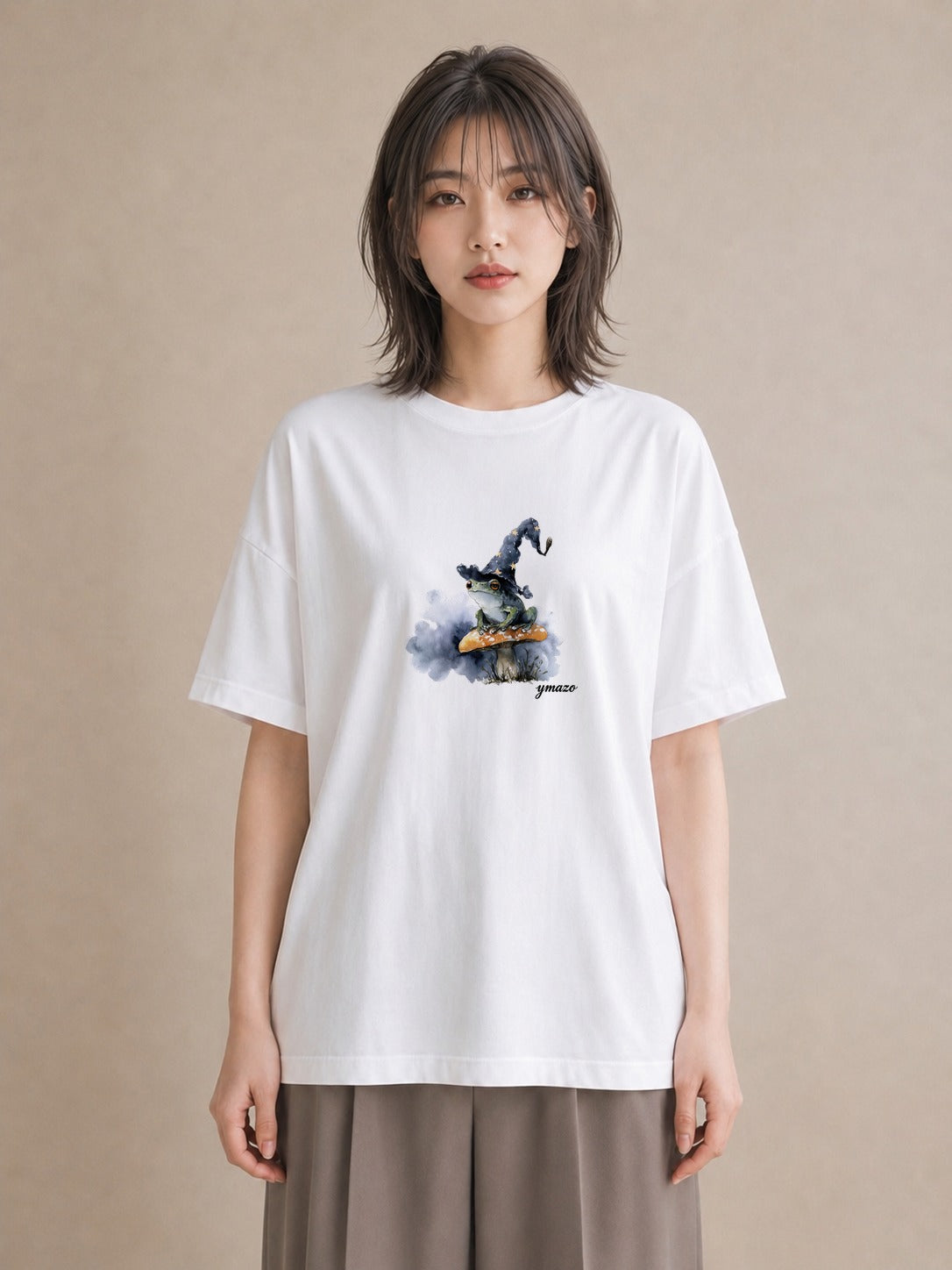 デザインTシャツ レディース アマガエル ペット 動物 イラスト ラフカジュアル 自分用 ルームウェア 白T