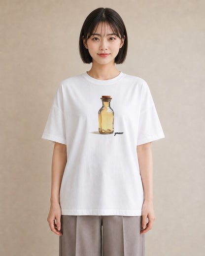デザインTシャツ レディース ガラス瓶 小枝 ボタニカル ナチュラル アンティーク イラスト ヴィンテージ風 クリスマス 旅行 白T