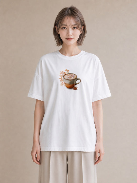 Tシャツ レディース ココア 食べ物 フード イラスト ゆるかわ ホワイトデー 春服 白T