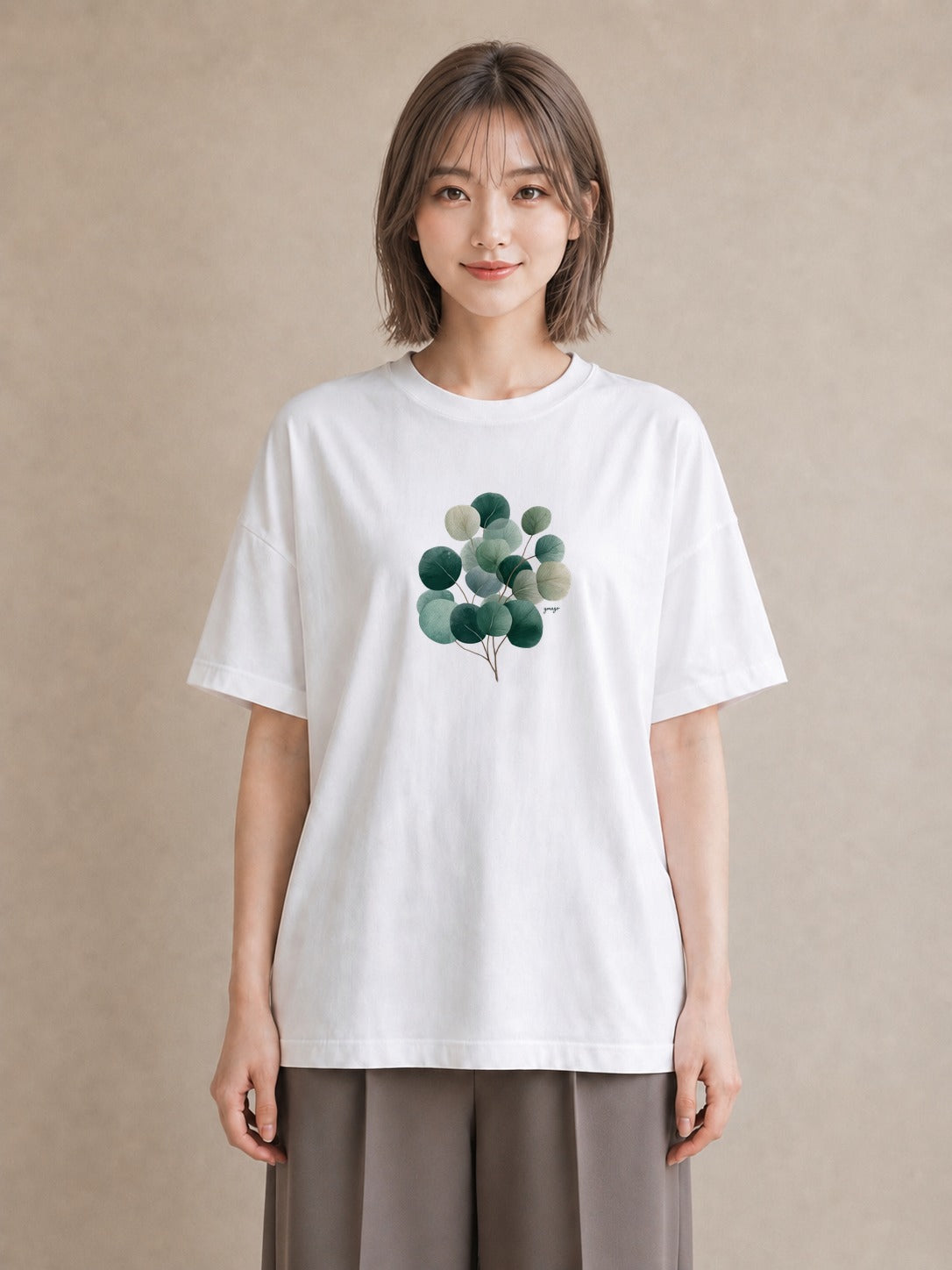 プリントTシャツ レディース 葉っぱ 植物 ボタニカル イラスト シンプル デイリーウェア 休日 白T
