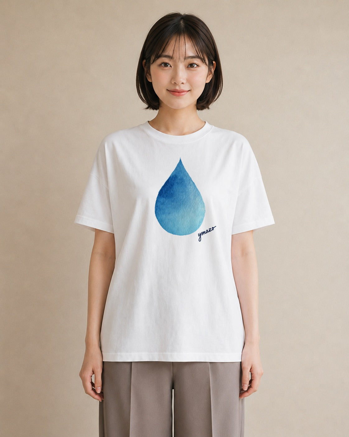 デザインTシャツ レディース 傘 水たまり 雨 ナチュラル アンティーク イラスト 北欧風 ギフト 母の日 白T