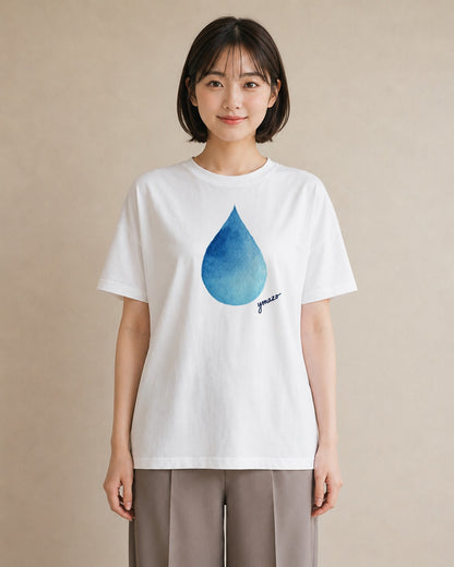デザインTシャツ レディース 傘 水たまり 雨 ナチュラル アンティーク イラスト 北欧風 ギフト 母の日 白T