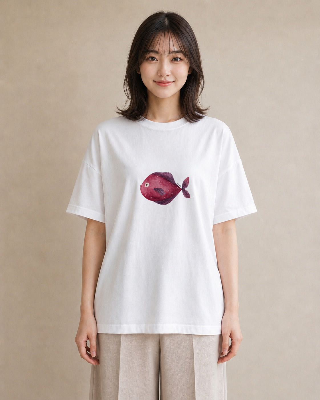 プリントTシャツ レディース メダカ ペット 動物 イラスト ヴィンテージ風 週末コーデ 敬老の日 白T