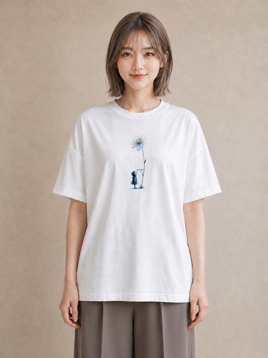 デザインTシャツ レディース マーガレット 花 花柄 イラスト ナチュラル 女子会 お揃い 白T