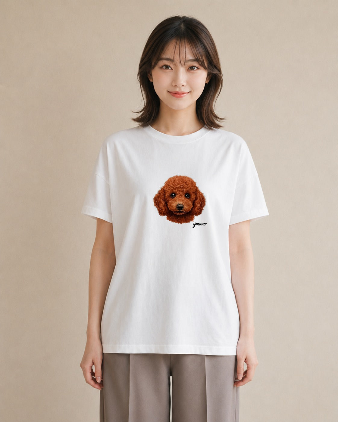 Tシャツ レディース トイプードル プードル 犬 いぬ イラスト ニュアンス 公園 ママ 白T