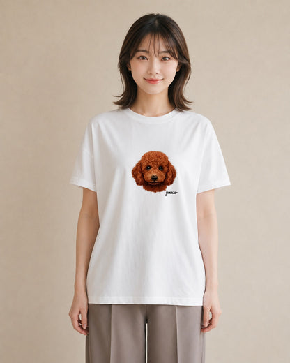 Tシャツ レディース トイプードル プードル 犬 いぬ イラスト ニュアンス 公園 ママ 白T