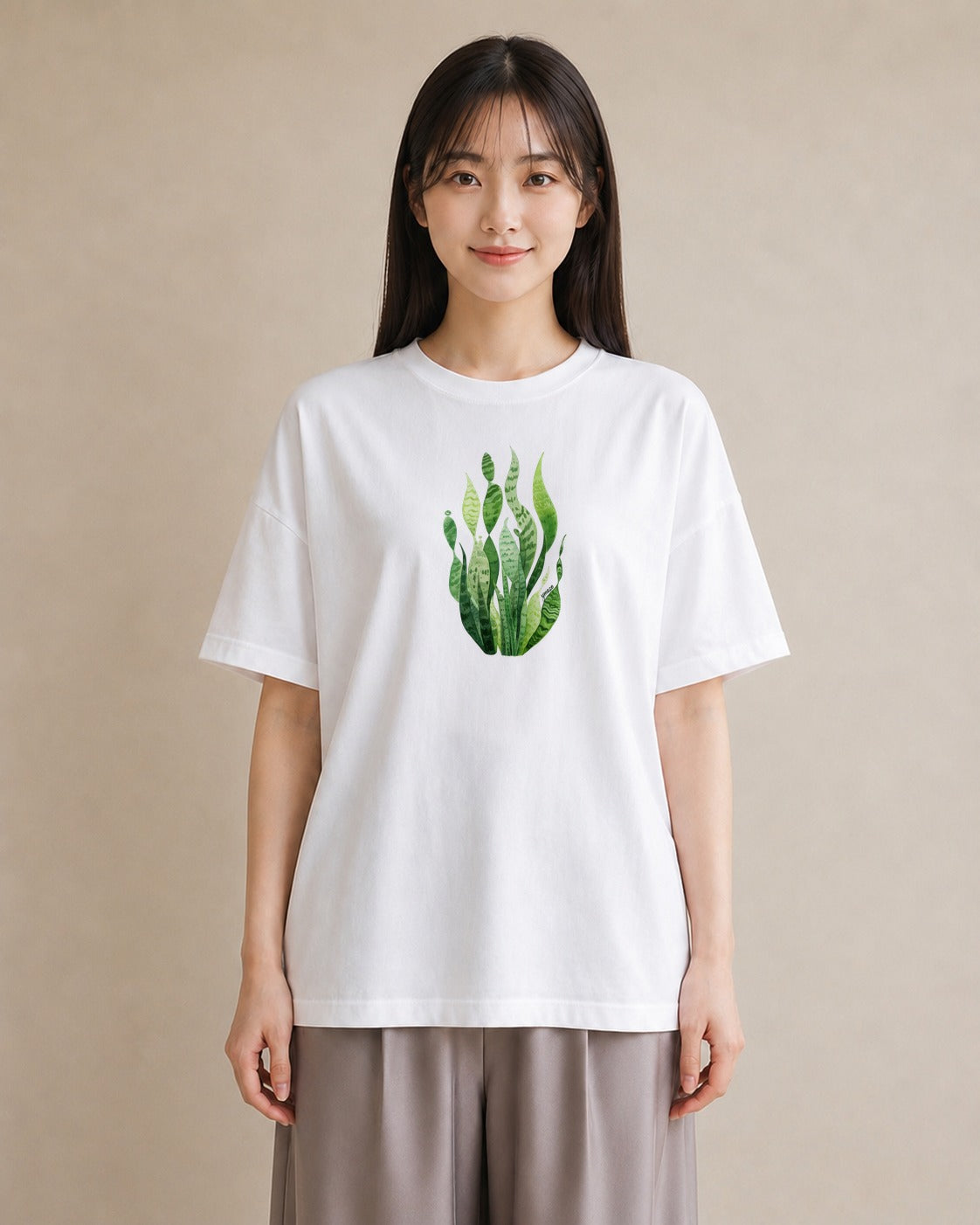 デザインTシャツ レディース 芝生 植物 ボタニカル イラスト ニュアンス 散歩 お出かけ 白T