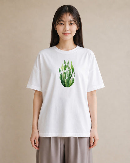 デザインTシャツ レディース 芝生 植物 ボタニカル イラスト ニュアンス 散歩 お出かけ 白T