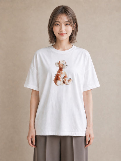 グラフィックTシャツ レディース わんこ 犬 いぬ イラスト こなれ感 お揃い 親子 白T