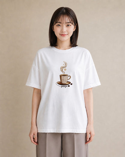 半袖Tシャツ レディース コーヒー 珈琲 カフェ 食べ物 フード イラスト 水彩風 クリスマス 旅行 白T