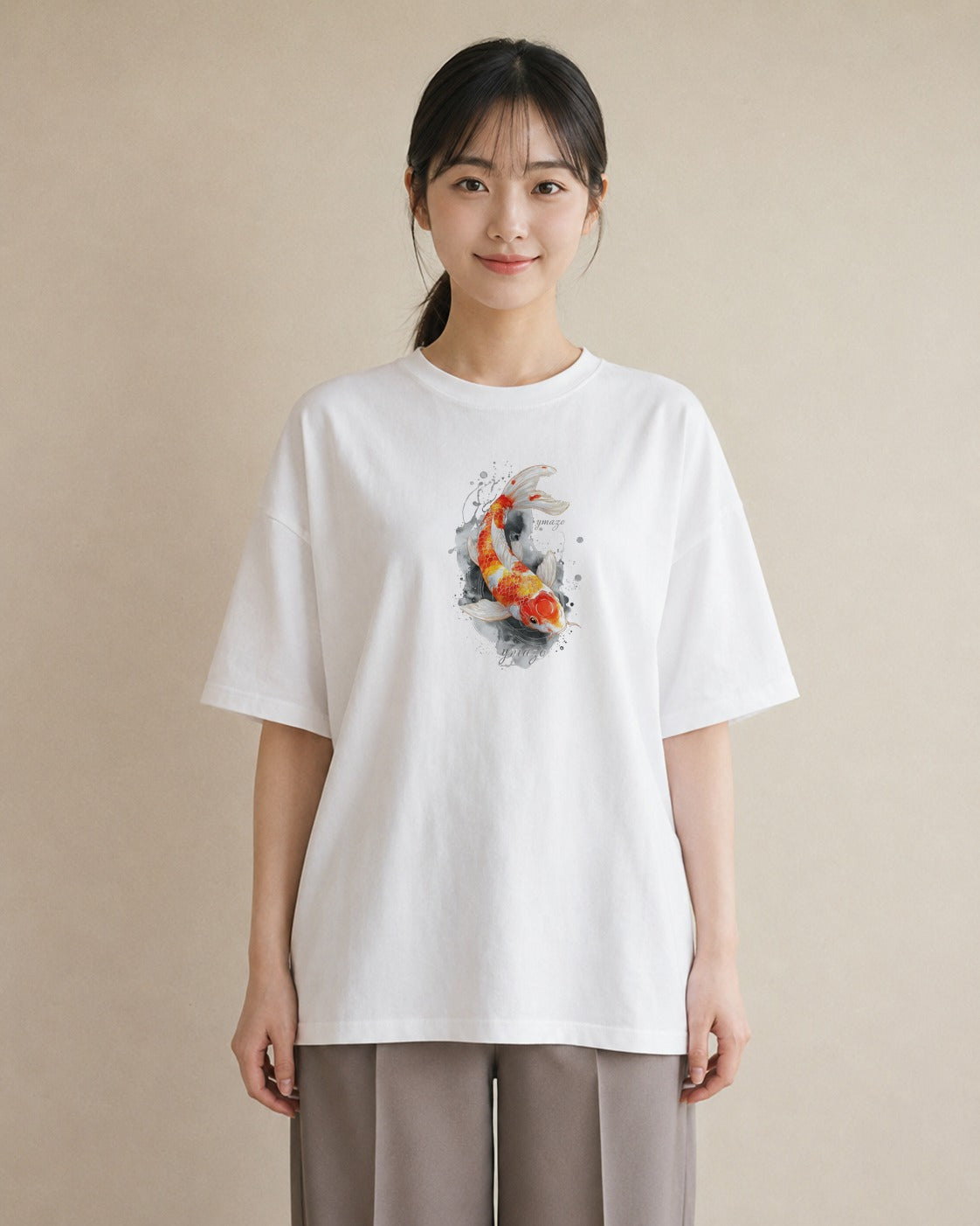Tシャツ レディース らんちゅう ペット 動物 イラスト 部屋着 女性向けギフト 白T