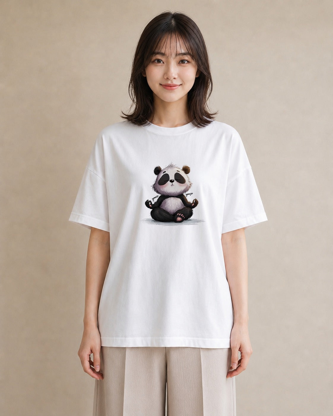 Tシャツ レディース パンダ 動物 アニマル イラスト ゆるかわ 綿100 デート 白T