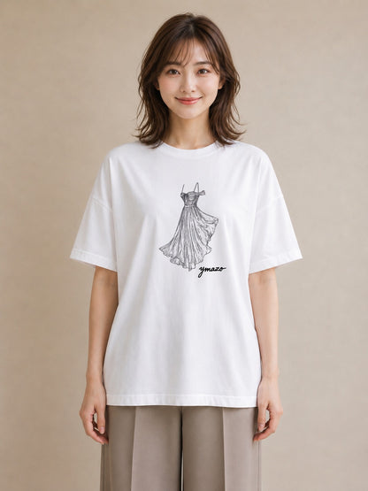 グラフィックTシャツ レディース バレエシューズ バレエ トウシューズ ナチュラル アンティーク イラスト 上品 親子 20代 白T