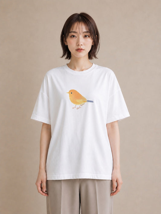プリントTシャツ レディース ことり ペット 動物 イラスト ラフ レイヤード 友達ギフト 白T