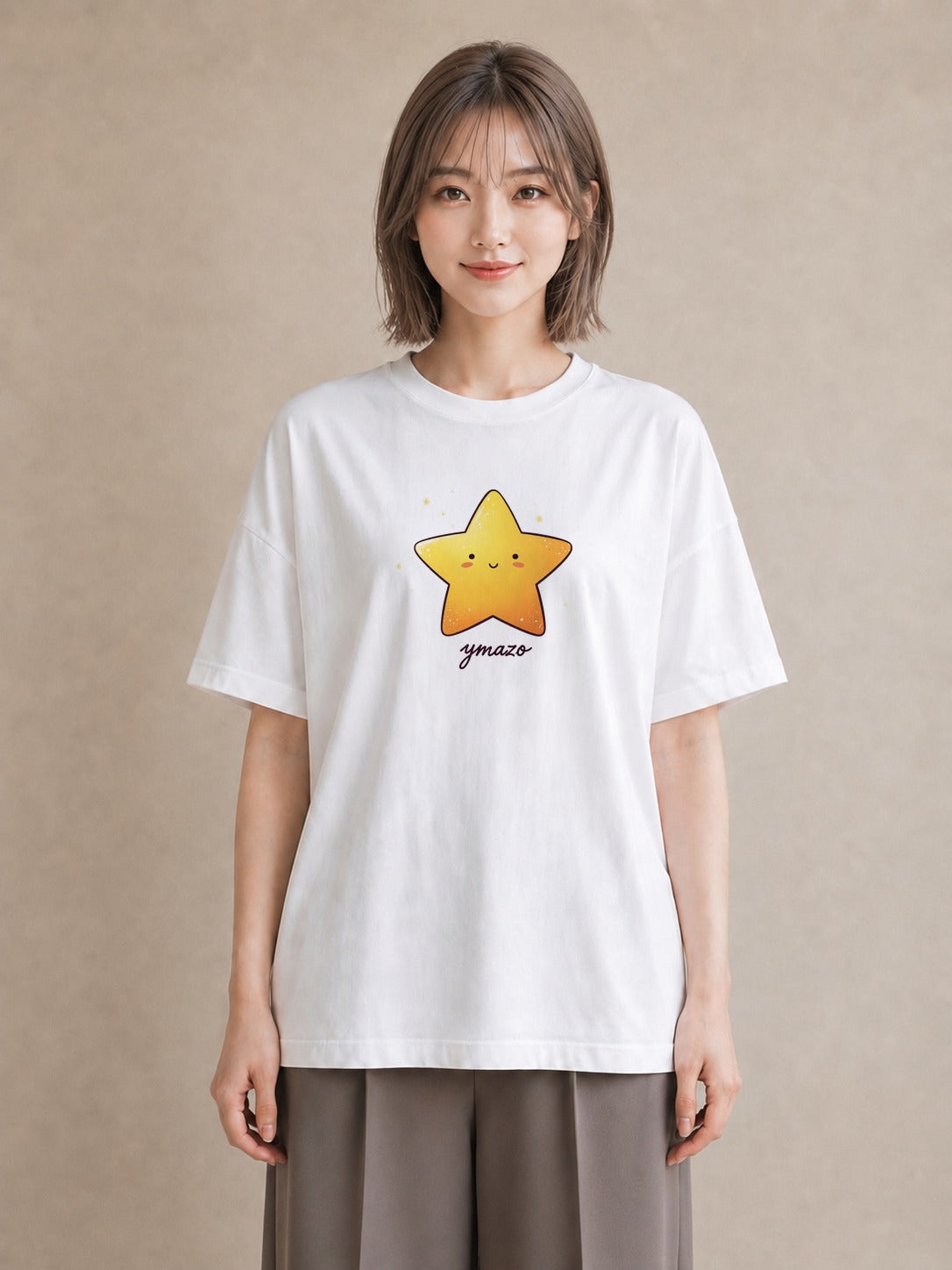 半袖Tシャツ レディース 星 星空 宇宙 イラスト フェミニン 普段着 週末コーデ 白T