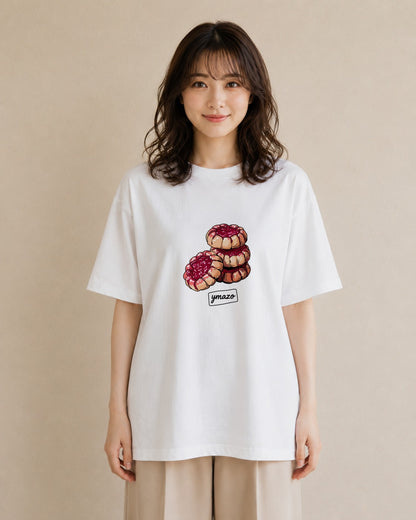 グラフィックTシャツ レディース どら焼き 食べ物 フード イラスト こなれ感 母娘コーデ 自分用 白T