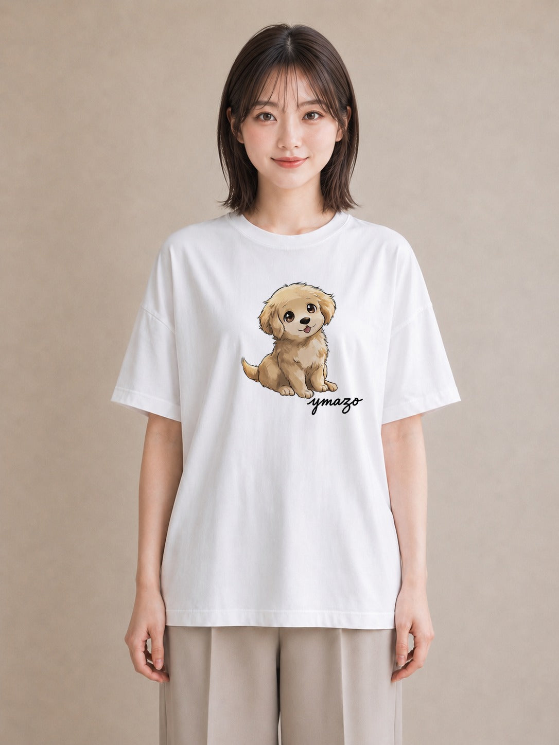 グラフィックTシャツ レディース わんこ 犬 いぬ イラスト こなれ感 綿100 デート 白T